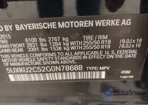2016 BMW X6 xDrive35I from USA, damaged, VIN 5UXKU2C52G0N78688